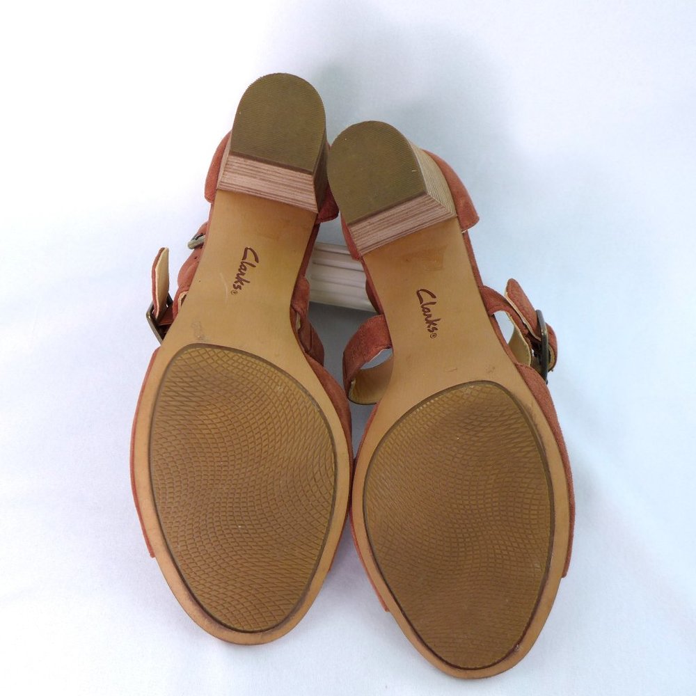 Terracota Suede Sandal Heel Clarks Artisan 9 WORN ONCE - Picture 4 of 5